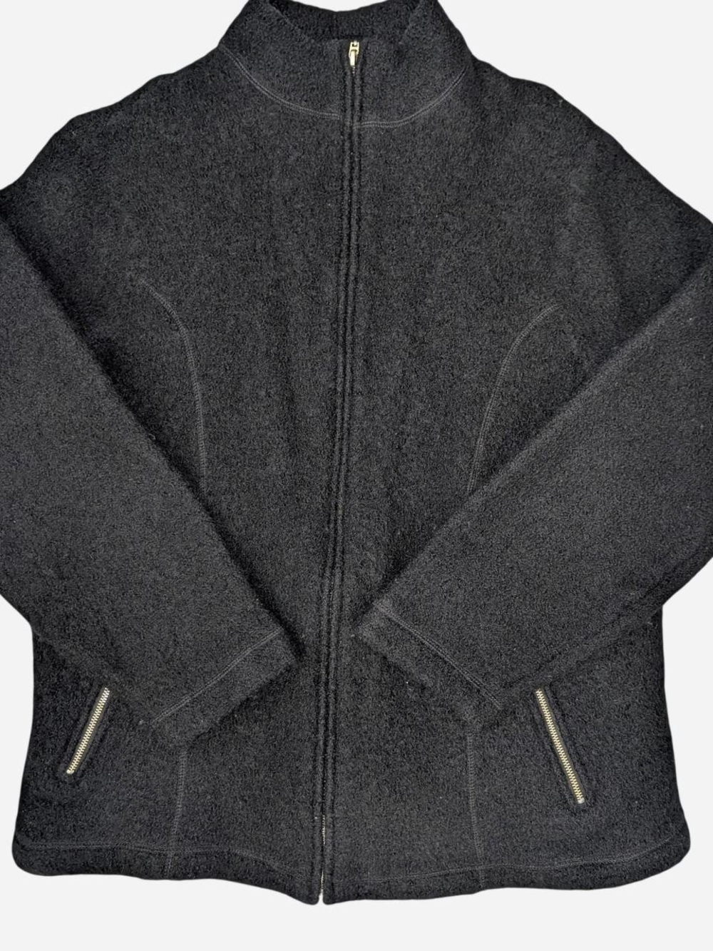 Style & Co. 100 Percent Wool Black Teddy Fleece Full-Zip Jacket
